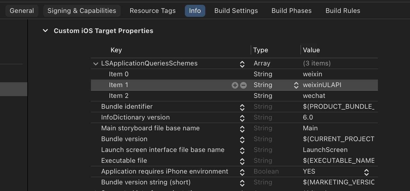 LSApplicationQueriesSchemes in Xcode